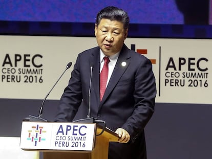 El president xinès, Xi Jinping, durant el seu missatge al fòrum de l'APEC.