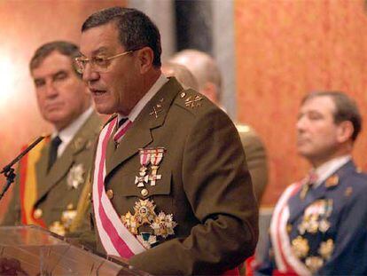 El teniente general Mena, durante su intervención en la Pascua Militar.