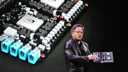 Jensen Huang, consejero delegado de Nvidia, durante una presentación en la feria CES de Las Vegas de 2018.