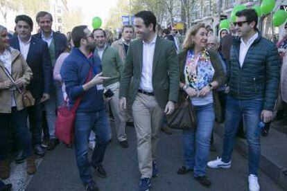 El secretario general del Partido Popular, Teodoro García Egea, en la manifestación. 