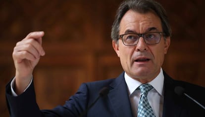 Artur Mas, en la galeria Gótica del Palau de la Generalitat.