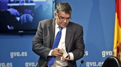 José Manuel Vela, este viernes tras presentar su dimisión en la rueda de prensa del Consell.