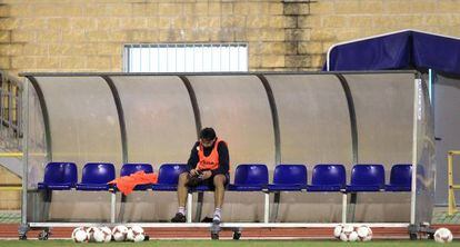 Fernando Morientes, al final del entrenamiento con el Deportivo Santa Ana