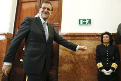 El presidente del Gobierno, Mariano Rajoy, en el acto institucional celebrado esta mañna en el Congreso para conmemorar el aniversario de la Constitución.