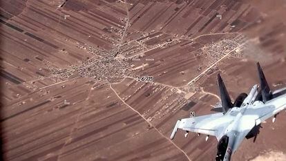 Un caza ruso Su-35 sobrevolaba Siria el 5 de julio de 2023 en una imagen captada por las Fuerzas Aéreas de Estados Unidos.