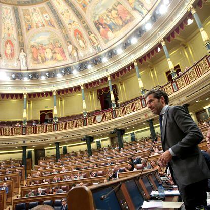 El portavoz del PP, Borja Sémper, interviene en el Congreso el 19 de septiembre, cuando se aprobó el uso de las lenguas cooficiales en la Cámara baja.