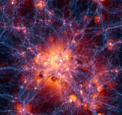 Recreación de la expansión de la materia oscura tras el Big Bang.