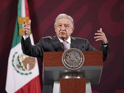 El presidente de México, Andrés Manuel López Obrador, durante su conferencia matutina de este miércoles.