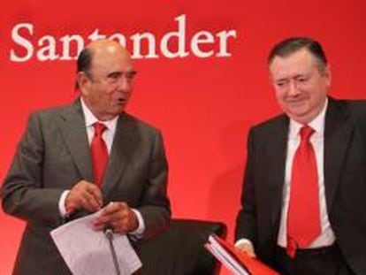 Emilio Botín, presidente del Grupo Santander, con Alfredo Sáenz, consejero delegado