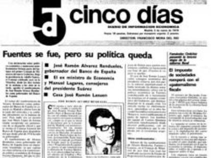 Primera portada de Cinco Días del 3 de marzo de 1978