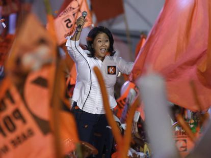 Keiko Fujimori en un mit&iacute;n el pasado jueves.  