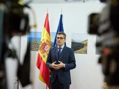 Félix Bolaños, el miércoles antes de su visita a la exposición audiovisual ‘Tremor’, en la Delegación del Gobierno de Canarias en Madrid.