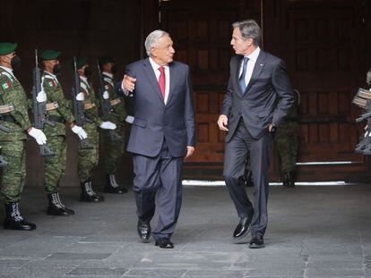 Andrés Manuel López Obrador, presidente de México, y Antony Blinken, secretario de Estado de EE UU, en Ciudad de México.