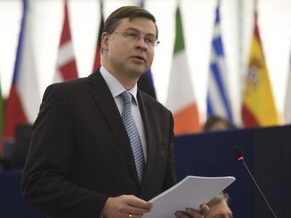 El vicepresidente de la Comisi&oacute;n Europea Valdis Dombrovskis. EFE/Archivo