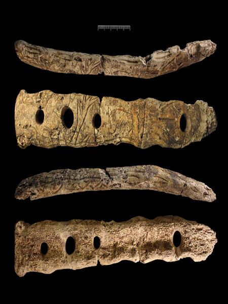 Caras del bastón del periodo Magdaleniense encontrado en Mendaro (Gipuzkoa).