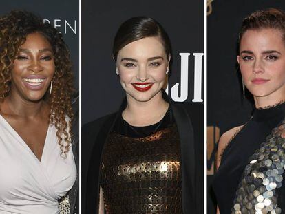 De izquierda a derecha: Serena Williams, Miranda Kerr y Emma Watson.