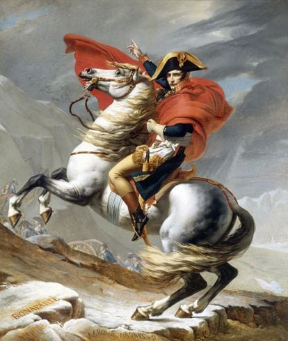 'Napoleón cruzando los Alpes', por Jaques Louis David.