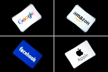 Los logos de las cuatro grandes compañías tecnológicas.