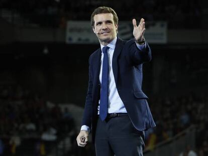 El l&iacute;der del Partido Popular, Pablo Casado, en el acto de cierre de campa&ntilde;a. 