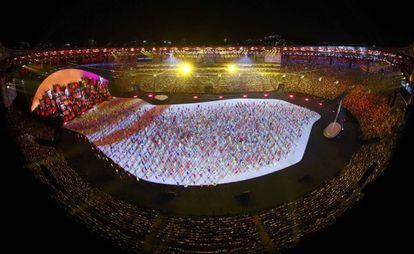 Vista general durante la ceremonia de apertura de los juegos olímpicos de Rio en Maracaná.