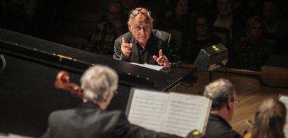 Michael Nyman, ayer durante el concierto en el Auditorio Nacional.