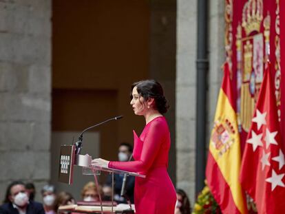 Isabel Díaz Ayuso interviene en su acto de toma de posesión.