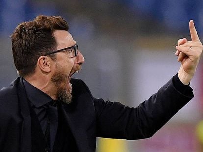 Eusebio di Francesco, durante el partido de la Roma contra el Barça.