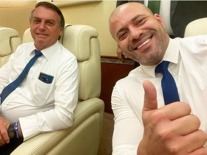 El diputado Silveira, junto al presidente Bolsonaro, en una foto publicada en su cuenta de Instagram en 2020.