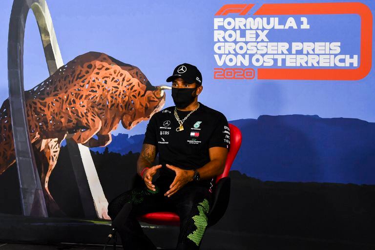 Lewis Hamilton, en una conferencia de prensa en el circuito Red Bull Ring en Austria.