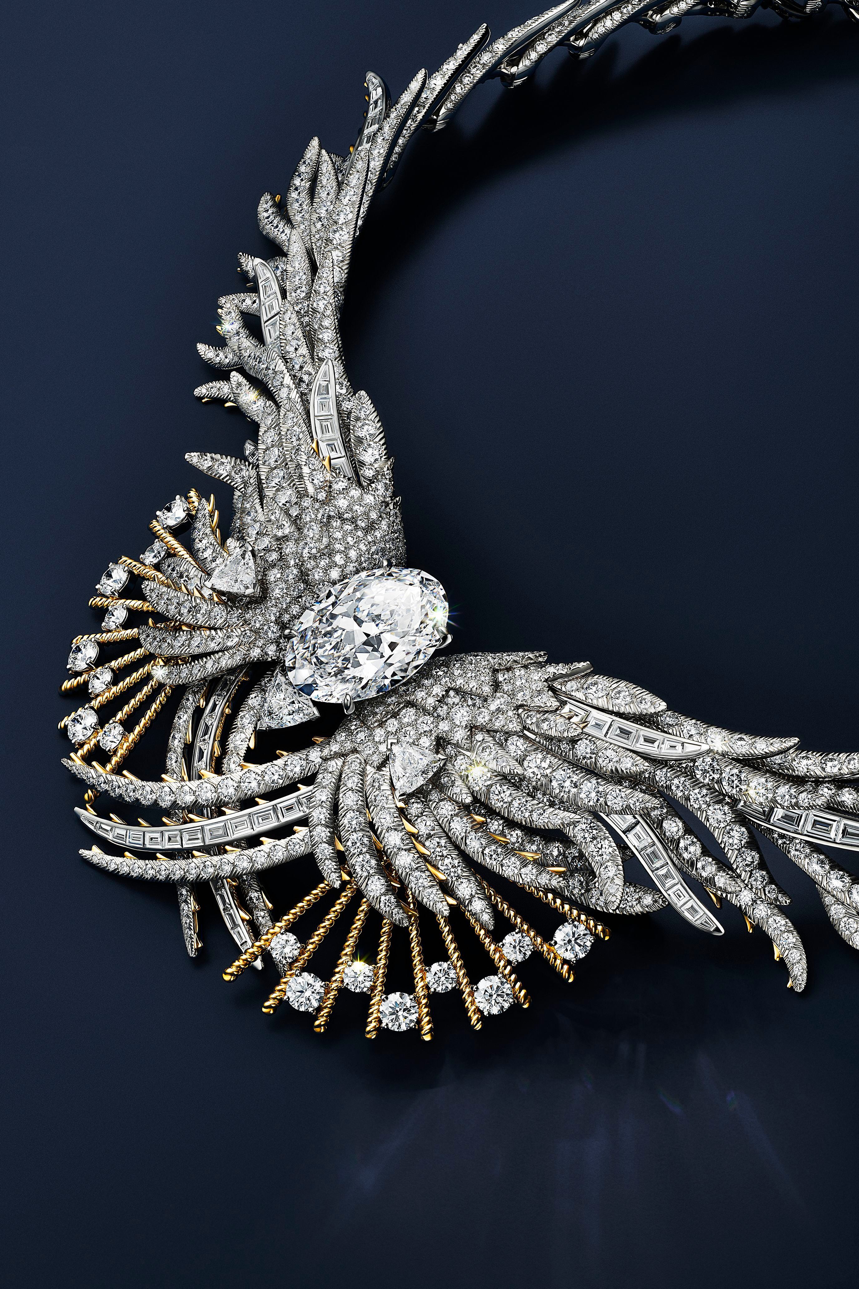Collar en platino y diamantes, una de las joyas del 'Blue Book 2024 Tiffany Céleste'.