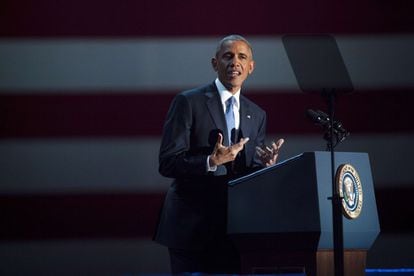 Barack Obama pronuncia su discurso.