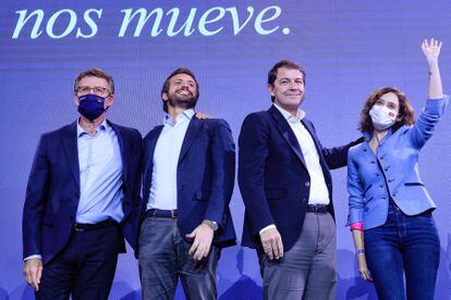 Desde la izquierda, Alberto Núñez Feijóo, Pablo Casado, Alfonso Fernández Mañueco e Isabel Díaz Ayuso.