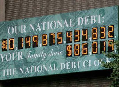 Imagen del reloj que marca la deuda de Estados Unidos.