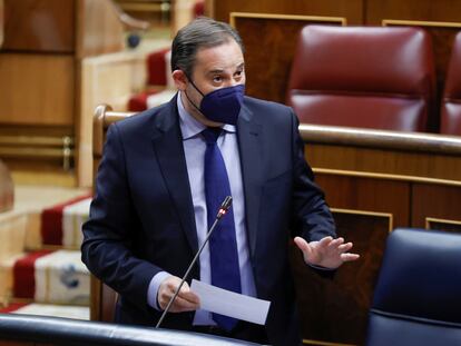 El ministro de Transportes, José Luis Ábalos, este miércoles en el Congreso.