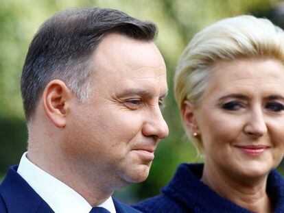 El presidente de Polonia Andrzej Duda con su esposa el pasado 9 de octubre. 