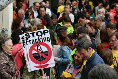 Protesta en 2015 en Medina de Pomar (Burgos) contra el fracking. 
