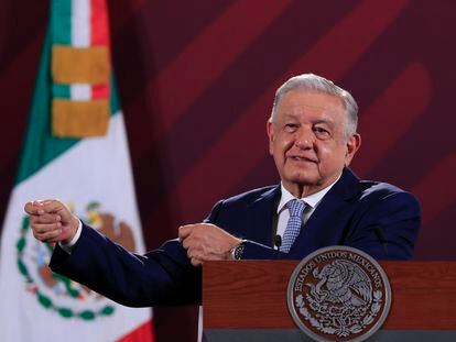 Andrés Manuel López Obrador durante su conferencia matutina de este jueves.