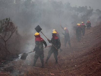 El arduo trabajo para sofocar los incendios forestales en Bolivia, en imágenes