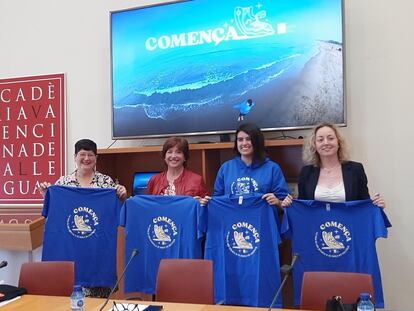 De izquierda a derecha, Inmaculada Cerdà, Verònica Cantó, Aina Nogueroles y Vicenta Tasa, este lunes en la presentación de la campaña.