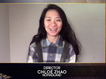 La directora Chloé Zhao durante la 74ª edición de los premios de cine de la Academia Británica.