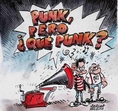 La Polla Records, Kortatu, Cicatriz, Subterranean Kids… El libro Punk, pero ¿qué punk? (editorial <a href="http:http://lafonoteca.net/tienda/punk-pero-que-punk/" target=blank>La Fonoteca</a>) es una guía sobre este género musical, desde los 80 hasta nuestros días. Os mostramos en exclusiva varios textos de Tomás González Lezana con ilustraciones de Carlos Azagra (en la cubierta aparecen sus personajes Pedro Pico y Pico Vena) que repasan algunos momentos clave de la historia de este movimiento.