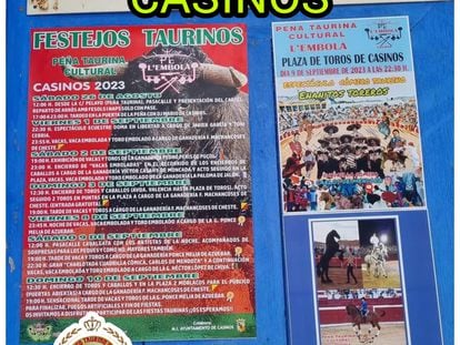 El programa de los festejos taurinos de este año en la localidad valenciana de Casinos difundidos en Facebook.