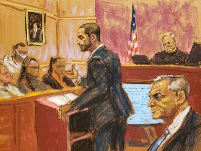 César de Castro, abogado de Genaro García Luna, da sus argumentos de cierre en el juicio en Nueva York, este 15 de febrero.