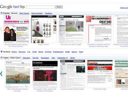 El nuevo Google Fast Flip acoge contenidos de diarios, revistas, agencia y cadenas de televisión.