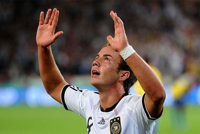 Götze celebra el segundo gol de Alemania.