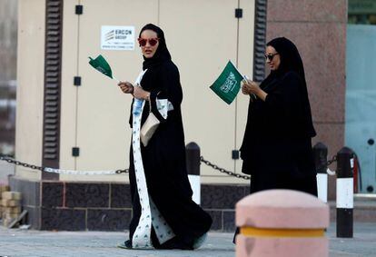Mujeres saudíes durante el día nacional, el viernes