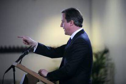El primer ministro británico, David Cameron, durante una rueda de prensa celebrada tras la reunión del Consejo Europeo.