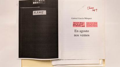 Versión final de 'En agosto nos vemos', de Gabriel García Márquez, que fue enviada en 2004 a su agente literaria Carmen Balcells.