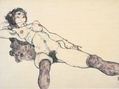 'Desnudo femenino reclinado con las piernas abiertas' (1914), de Egon Schiele, conservado en el Albertina de Viena.