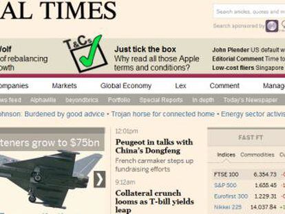 Captura de pantalla de la web del &#039;Financial Times&#039;.
